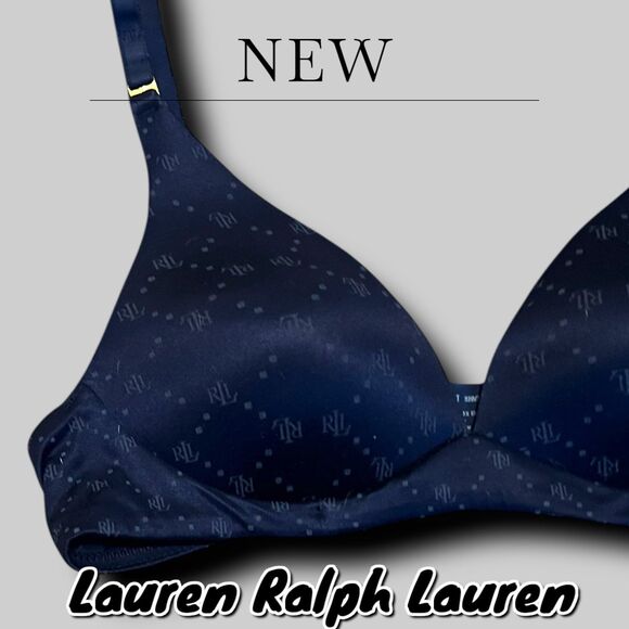 NWT Lauren Ralph Lauren T-Shirt Bra - Navy Blue - Size 34B - Picture 4 of 9